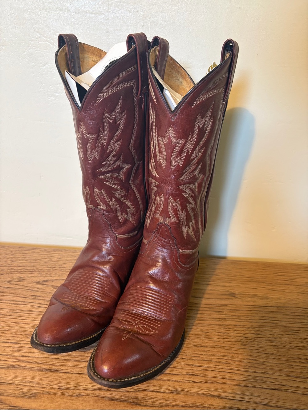 Vtg Tony Lama brown boots western 8.5 men’s red brown cognac color - Picture 8 of 9
